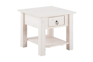 Ines 50 cm Kvadratisk Sofabord med Skuffer i Furu - Hvit - Møbler - Bord - Sofabord & salongbord