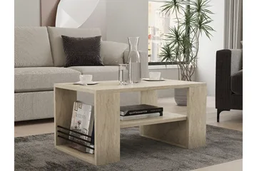 Iris 80 cm Rektangulært Sofabord med Hylle i Tre - Beige - Møbler - Bord - Sofabord & salongbord