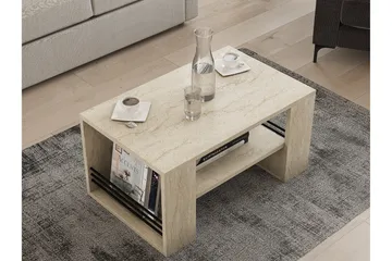 Iris 80 cm Rektangulært Sofabord med Hylle i Tre - Beige - Møbler - Bord - Sofabord & salongbord