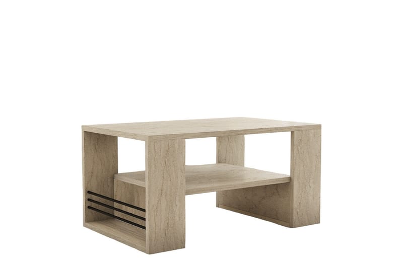 Iris 80 cm Rektangulært Sofabord med Hylle i Tre - Beige - Møbler - Bord - Sofabord & salongbord