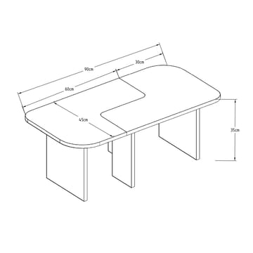 Iris Sofabordsett 90x35x45 cm - Hvit - Møbler - Bord - Sofabord & salongbord