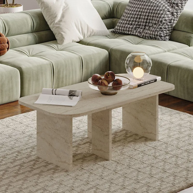 Iris Sofabordsett 90x35x45 cm - Travertin - Møbler - Bord - Sofabord & salongbord