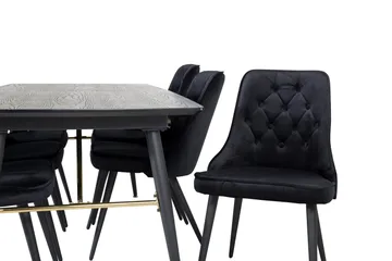 Irunea forlengbar spisegruppe 180 cm inkl. 6 Valera Lyx stoler - Svart - Møbler - Bord - Spisegruppe