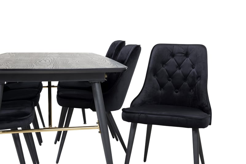 Irunea forlengbar spisegruppe 180 cm inkl. 6 Valera Lyx stoler - Svart - Møbler - Bord - Spisegruppe