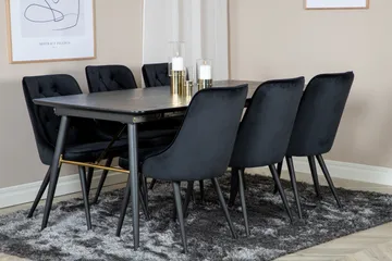 Irunea forlengbar spisegruppe 180 cm inkl. 6 Valera Lyx stoler - Svart - Møbler - Bord - Spisegruppe