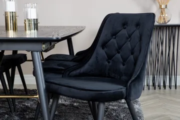 Irunea forlengbar spisegruppe 180 cm inkl. 6 Valera Lyx stoler - Svart - Møbler - Bord - Spisegruppe