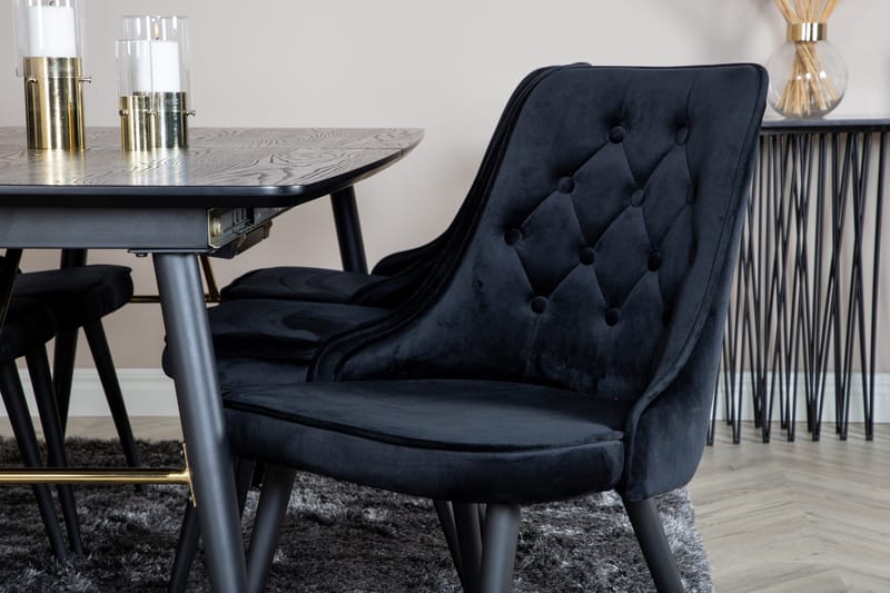 Irunea forlengbar spisegruppe 180 cm inkl. 6 Valera Lyx stoler - Svart - Møbler - Bord - Spisegruppe