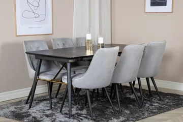 Irunea spisebord 180 cm med 6 stk. Valera Luksus fløyelsstoler - Møbler - Bord - Spisegruppe