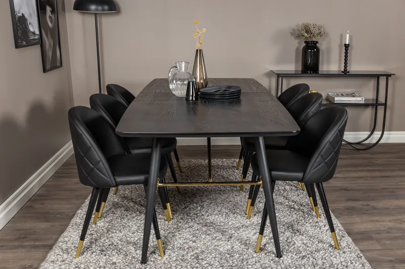 Irunea spisebord 180 cm med 6 stk. Valera spisestoler - Møbler - Bord - Spisegruppe