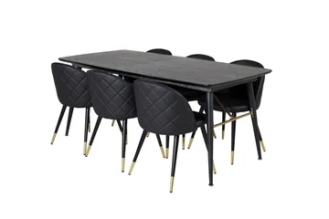 Irunea spisebord 180 cm med 6 stk. Valera spisestoler - Møbler - Bord - Spisegruppe