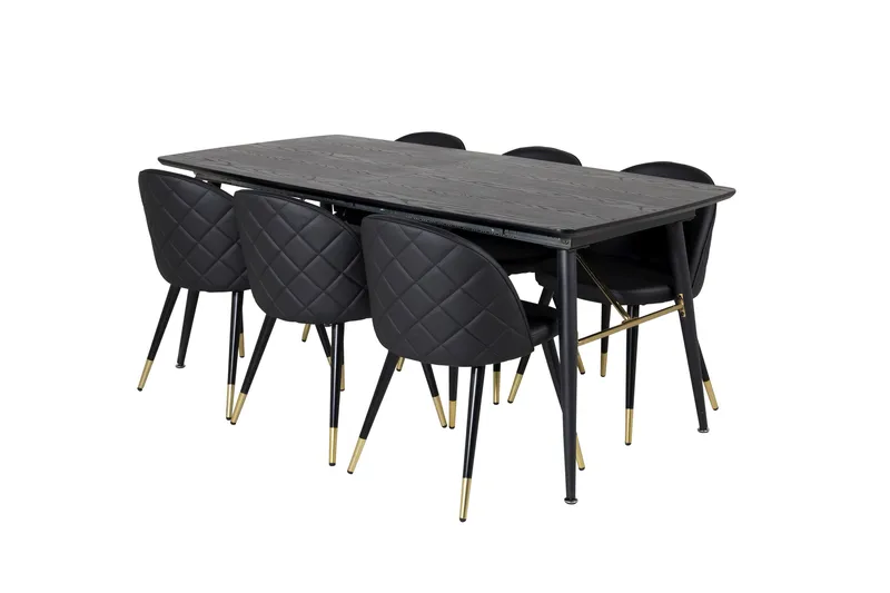 Irunea spisebord 180 cm med 6 stk. Valera spisestoler