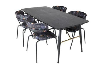 Irunea uttrekkbar spisegruppe 180 cm inkl. 4 Arcarazo stoler - Svart/Flerfarget - Møbler - Bord - Spisegruppe