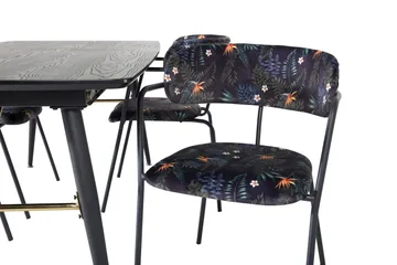 Irunea uttrekkbar spisegruppe 180 cm inkl. 4 Arcarazo stoler - Svart/Flerfarget - Møbler - Bord - Spisegruppe