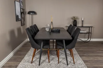 Irunea uttrekkbar spisegruppe 180 cm inkl. 6 Campomar stoler - Svart/Brun - Møbler - Bord - Spisegruppe