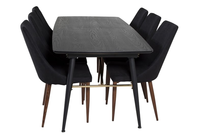 Irunea uttrekkbar spisegruppe 180 cm inkl. 6 Campomar stoler - Svart/Brun - Møbler - Bord - Spisegruppe