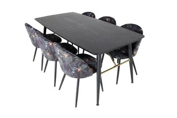 Irunea Uttrekkbar Spisegruppe 180 cm inkl. 6 Sedavi Stoler - Svart/Blå - Møbler - Bord - Spisegruppe