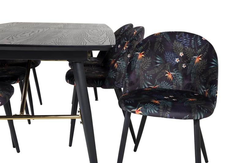 Irunea Uttrekkbar Spisegruppe 180 cm inkl. 6 Sedavi Stoler - Svart/Blå - Møbler - Bord - Spisegruppe