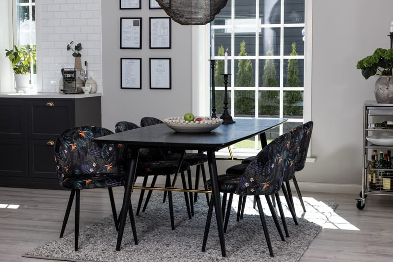 Irunea Uttrekkbar Spisegruppe 180 cm inkl. 6 Sedavi Stoler - Svart/Blå - Møbler - Bord - Spisegruppe