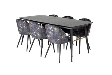 Irunea Uttrekkbar Spisegruppe 180 cm inkl. 6 Sedavi Stoler - Svart/Blå - Møbler - Bord - Spisegruppe