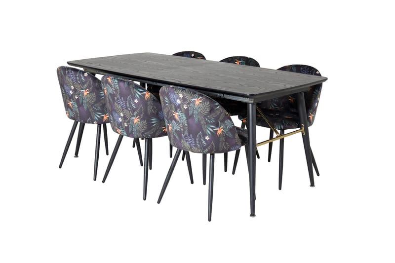 Irunea Uttrekkbar Spisegruppe 180 cm inkl. 6 Sedavi Stoler - Svart/Blå - Møbler - Bord - Spisegruppe