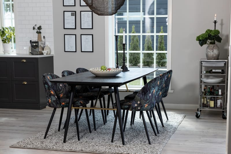 Irunea Uttrekkbar Spisegruppe 180 cm inkl. 6 Sedavi Stoler - Svart/Blå - Møbler - Bord - Spisegruppe