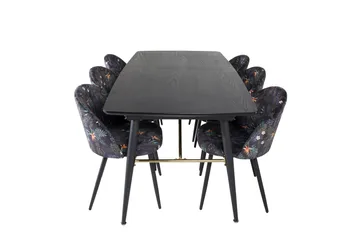 Irunea Uttrekkbar Spisegruppe 180 cm inkl. 6 Sedavi Stoler - Svart/Blå - Møbler - Bord - Spisegruppe