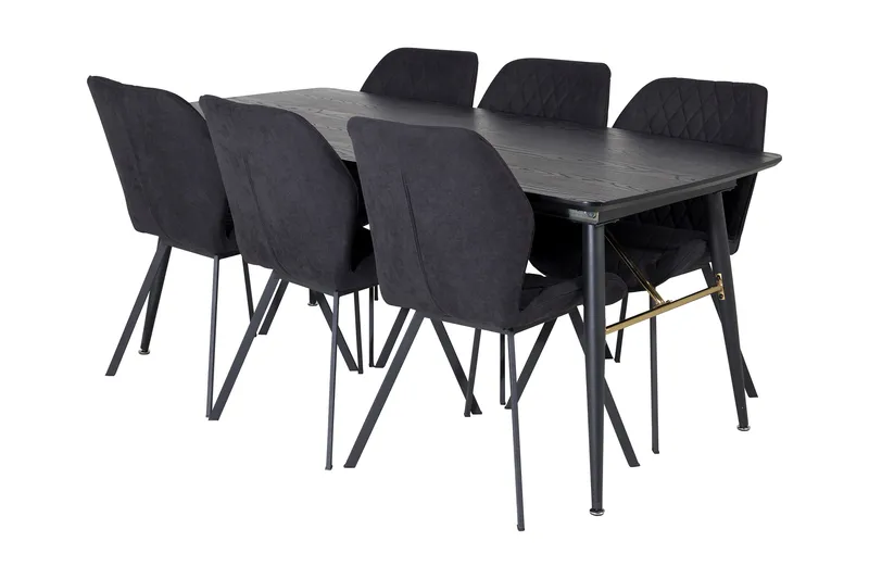 Irunea Uttrekkbar Spisegruppe 180 cm inkl. 6 Sumoas Stoler, Svart