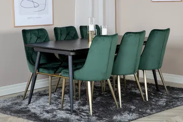 Irunea uttrekkbar spisegruppe 180 cm inkl. 6 Valerie Luksus stoler - Svart/Mørkegrønn/Gull - Møbler - Bord - Spisegruppe