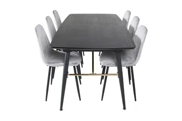 Irunea uttrekkbar spisegruppe 180 cm inkl. 6 Ypas stoler - Grå/Svart - Møbler - Bord - Spisegruppe