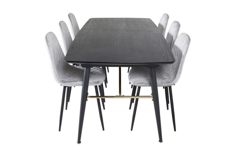 Irunea uttrekkbar spisegruppe 180 cm inkl. 6 Ypas stoler - Grå/Svart - Møbler - Bord - Spisegruppe