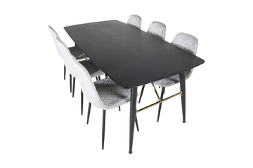 Irunea uttrekkbar spisegruppe 180 cm inkl. 6 Ypas stoler - Grå/Svart - Møbler - Bord - Spisegruppe