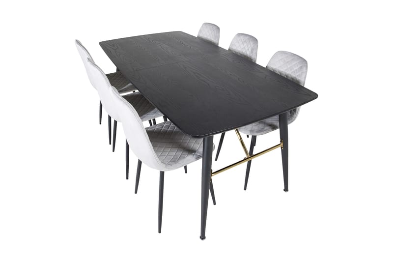 Irunea uttrekkbar spisegruppe 180 cm inkl. 6 Ypas stoler - Grå/Svart - Møbler - Bord - Spisegruppe