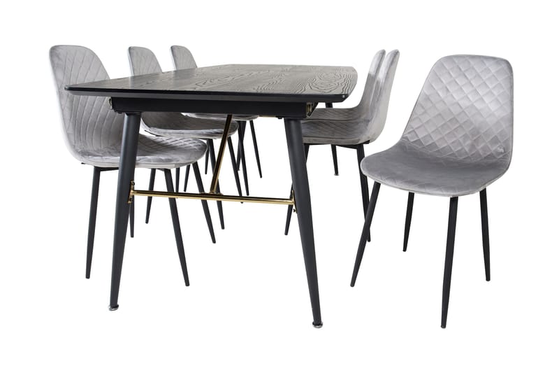 Irunea uttrekkbar spisegruppe 180 cm inkl. 6 Ypas stoler - Grå/Svart - Møbler - Bord - Spisegruppe