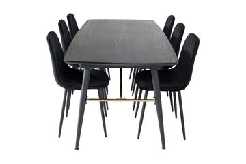 Irunea uttrekkbar spisegruppe 180 cm inkl. 6 Ypas stoler - Svart - Møbler - Bord - Spisegruppe