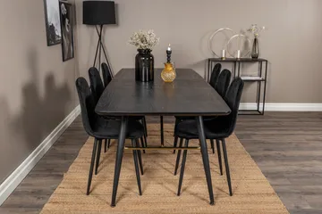 Irunea uttrekkbar spisegruppe 180 cm inkl. 6 Ypas stoler - Svart - Møbler - Bord - Spisegruppe