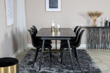 Irunea uttrekkbar spisegruppe 180 cm inkl. 6 Ypas stoler - Svart - Møbler - Bord - Spisegruppe