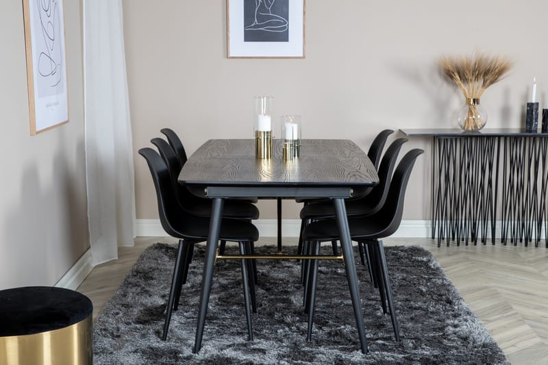 Irunea uttrekkbar spisegruppe 180 cm inkl. 6 Ypas stoler - Svart - Møbler - Bord - Spisegruppe
