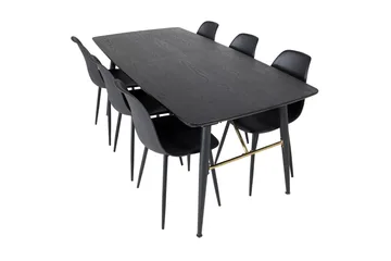Irunea uttrekkbar spisegruppe 180 cm inkl. 6 Ypas stoler - Svart - Møbler - Bord - Spisegruppe