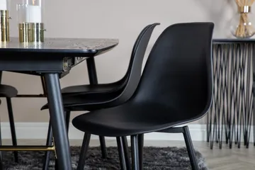 Irunea uttrekkbar spisegruppe 180 cm inkl. 6 Ypas stoler - Svart - Møbler - Bord - Spisegruppe