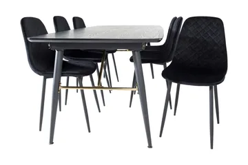 Irunea uttrekkbar spisegruppe 180 cm inkl. 6 Ypas stoler - Svart - Møbler - Bord - Spisegruppe