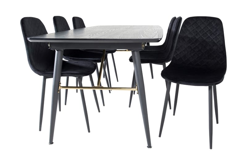 Irunea uttrekkbar spisegruppe 180 cm inkl. 6 Ypas stoler - Svart - Møbler - Bord - Spisegruppe
