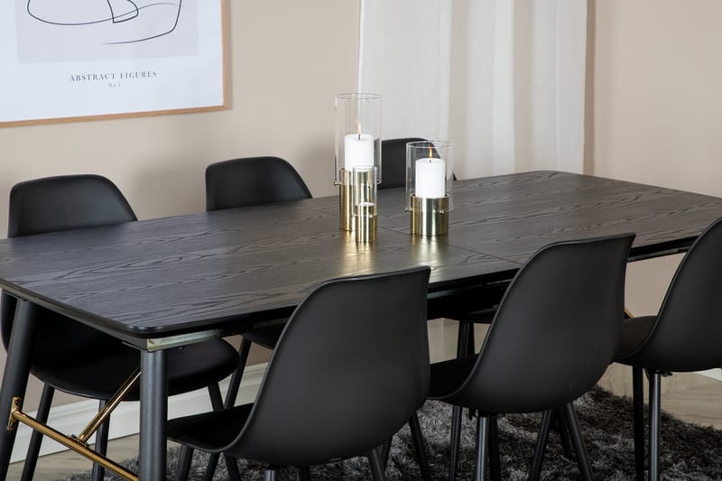 Irunea uttrekkbar spisegruppe 180 cm inkl. 6 Ypas stoler - Svart - Møbler - Bord - Spisegruppe