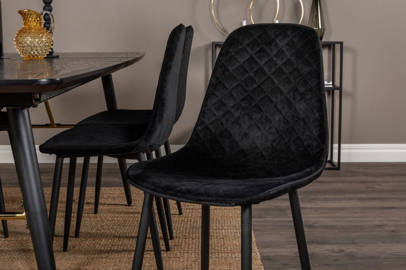 Irunea uttrekkbar spisegruppe 180 cm inkl. 6 Ypas stoler - Svart - Møbler - Bord - Spisegruppe