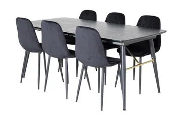 Irunea uttrekkbar spisegruppe 180 cm inkl. 6 Ypas stoler - Svart - Møbler - Bord - Spisegruppe