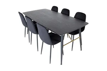 Irunea uttrekkbar spisegruppe 180 cm inkl. 6 Ypas stoler - Svart - Møbler - Bord - Spisegruppe