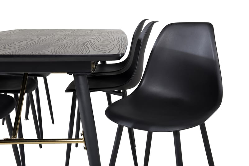 Irunea uttrekkbar spisegruppe 180 cm inkl. 6 Ypas stoler - Svart - Møbler - Bord - Spisegruppe