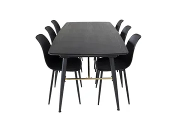 Irunea uttrekkbar spisegruppe 180 cm inkl. 6 Ypas stoler - Svart - Møbler - Bord - Spisegruppe