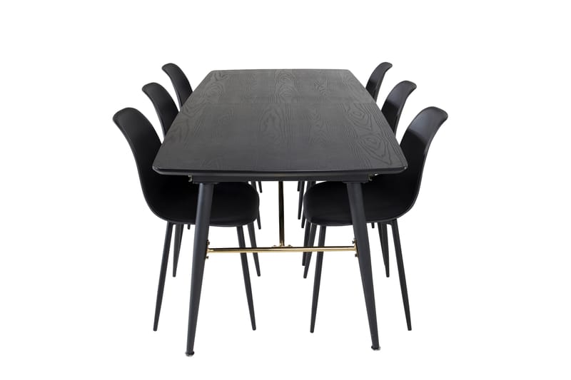 Irunea uttrekkbar spisegruppe 180 cm inkl. 6 Ypas stoler - Svart - Møbler - Bord - Spisegruppe