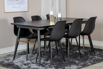 Irunea uttrekkbar spisegruppe 180 cm inkl. 6 Ypas stoler - Svart - Møbler - Bord - Spisegruppe
