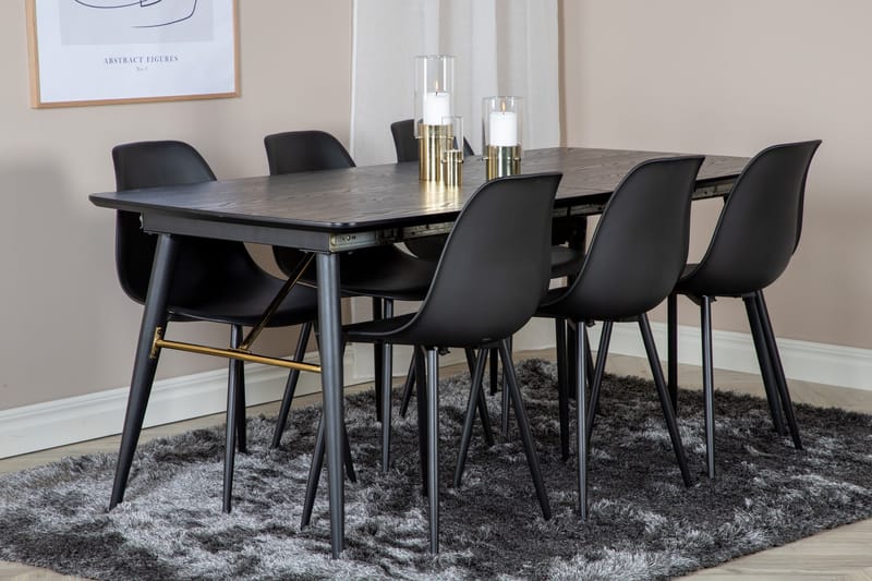 Irunea uttrekkbar spisegruppe 180 cm inkl. 6 Ypas stoler - Svart - Møbler - Bord - Spisegruppe